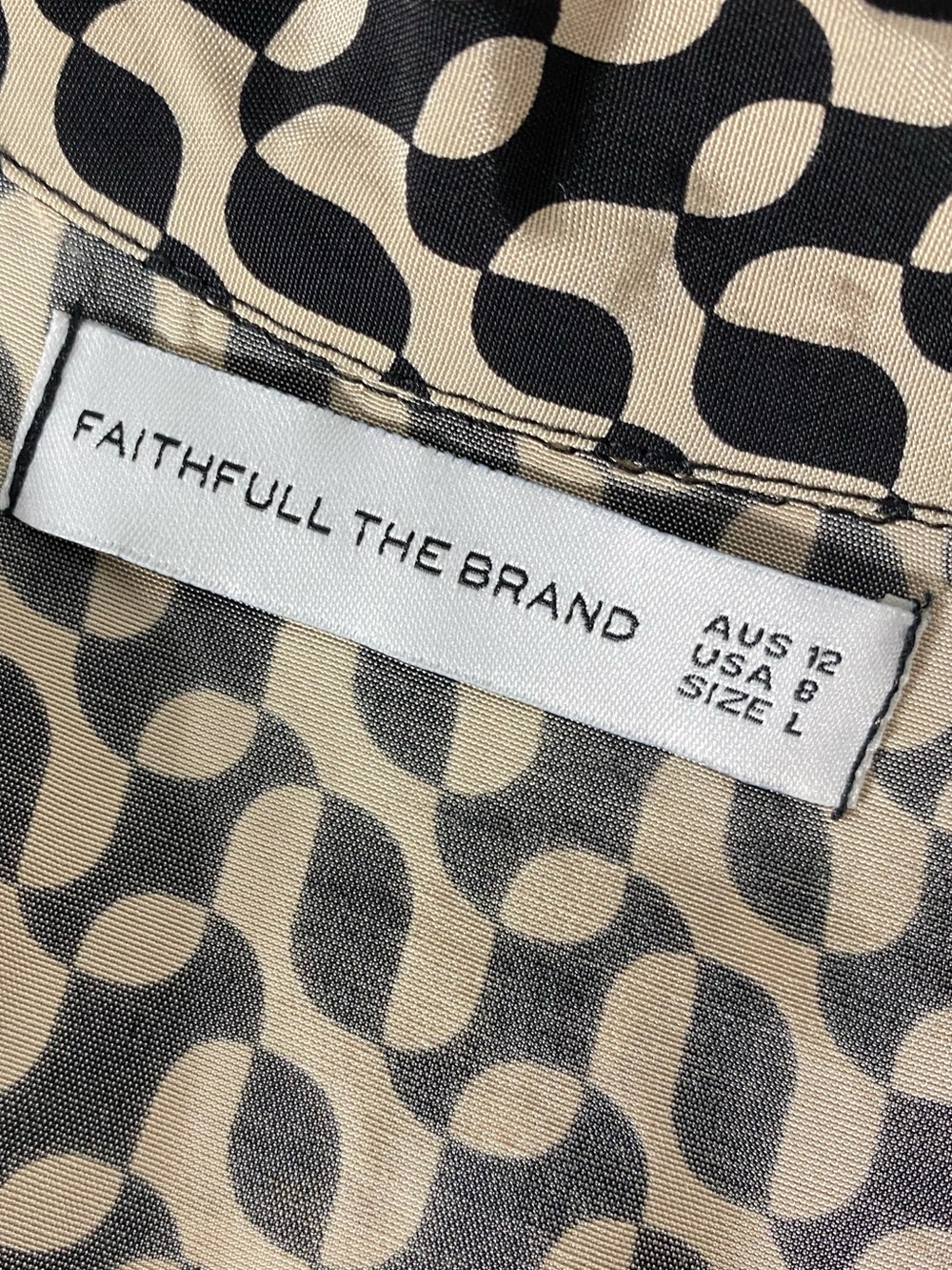 Faithfull the Brand Black & Beige Geometric Short Sleeve Button Down - Picture 3 of 15